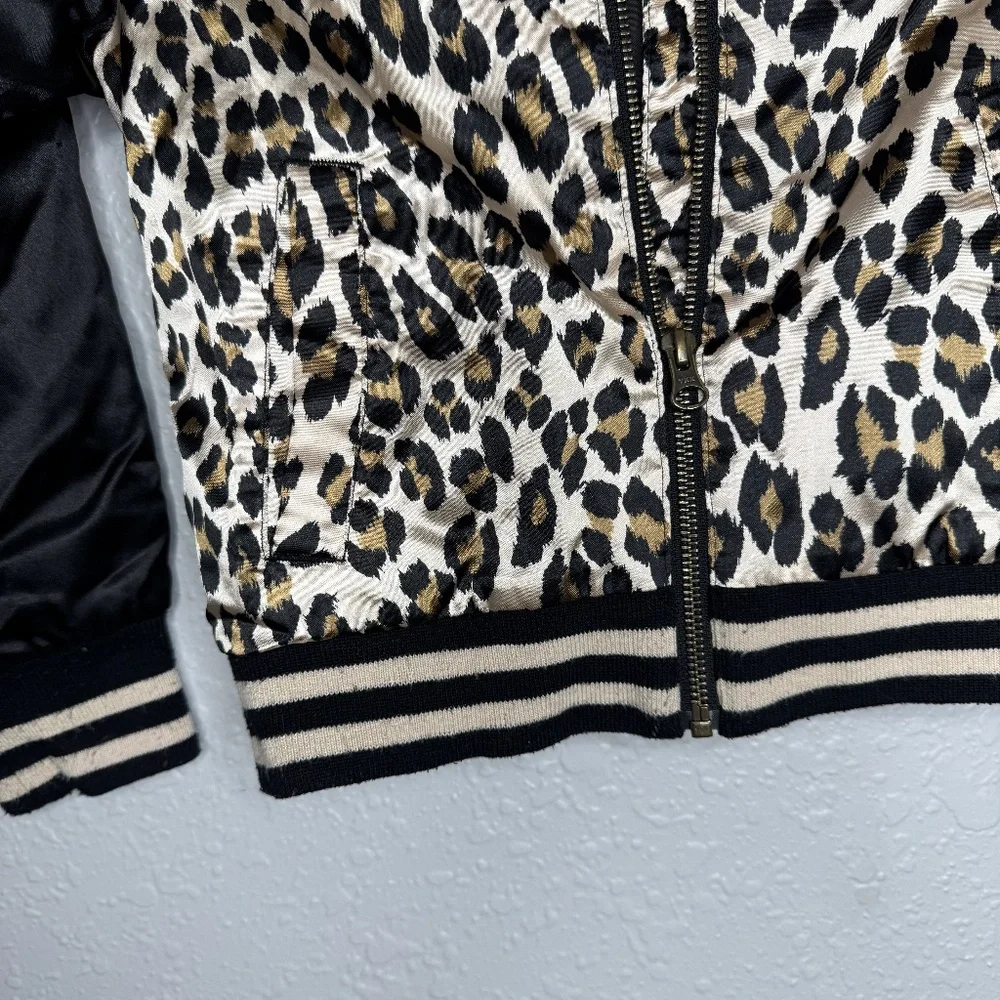 The Childrens Place Size 5/6 Leopard‎ print full Zip Bomber Jacket